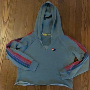 Aviator Nation Split Neck Cropped Hoodie